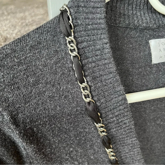 Jodi Arnold For The Limited Career Gray Cardigan Size Small Metal Chain Satin - Picture 2 of 8